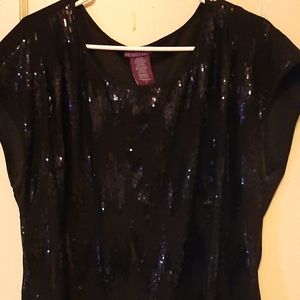 Sequin detail black top - plus